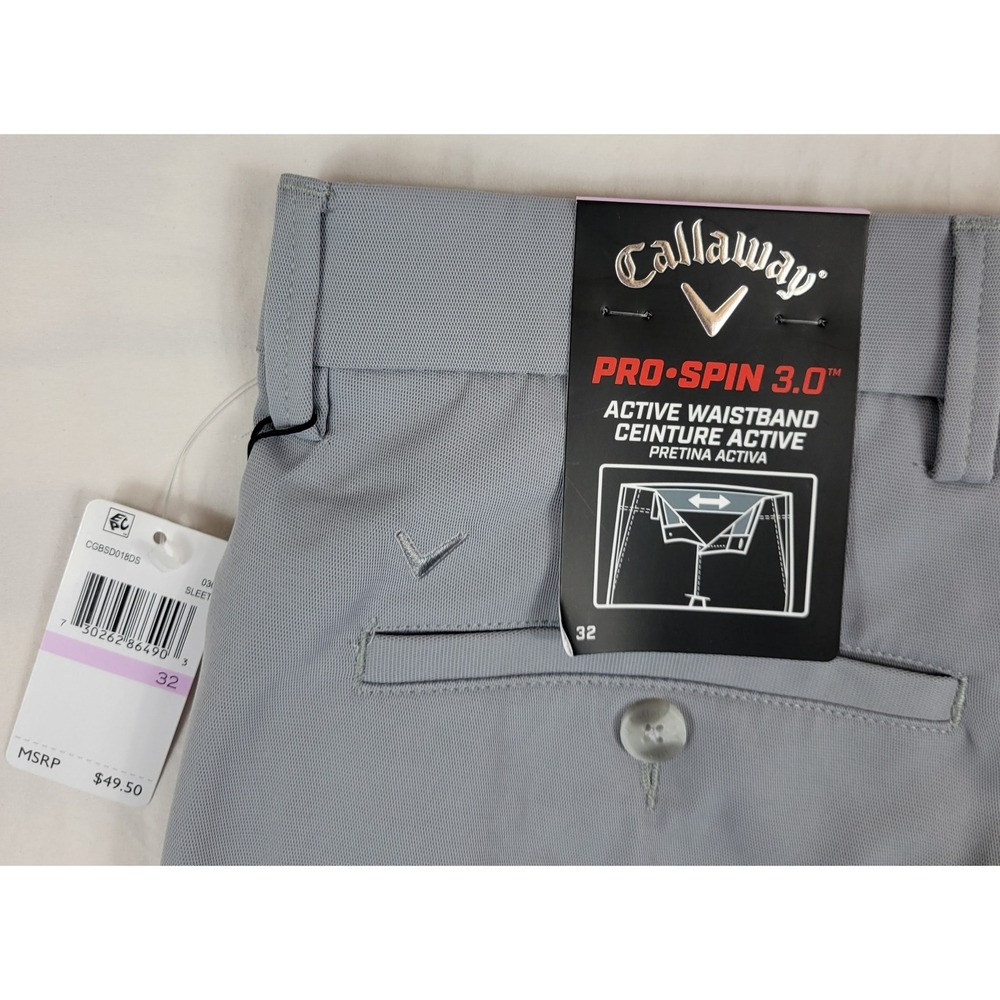 Callaway Mens Pro-Spin 3.0 Golf Shorts Grey Sleet Active Waistband 32 CGBSD018DS - Picture 4 of 7